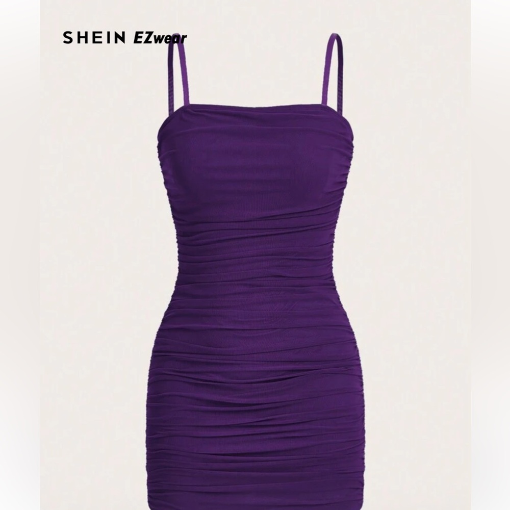 SHEIN Purple Ruched Mini Dress